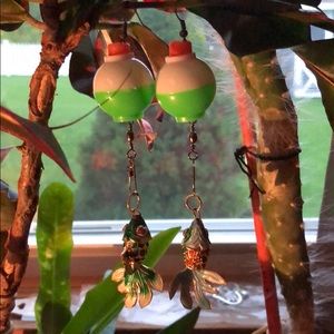 Cloisonné Fantail Fish Bobber Dangle Earrings🐠